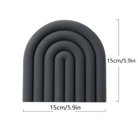 1pc Rainbow Silicone Heat Insulation Pad; Eco Friendly Soft Table Mat; Heat Resistant Silicone Trivets For Pots And Pans; Square Silicone Hot Pad (Color: Dark Gray)