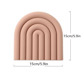 1pc Rainbow Silicone Heat Insulation Pad; Eco Friendly Soft Table Mat; Heat Resistant Silicone Trivets For Pots And Pans; Square Silicone Hot Pad (Color: Pink)