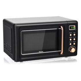700W Retro Countertop Microwave Oven with 5 Micro Power and Auto Cooking Function (Color: golden)